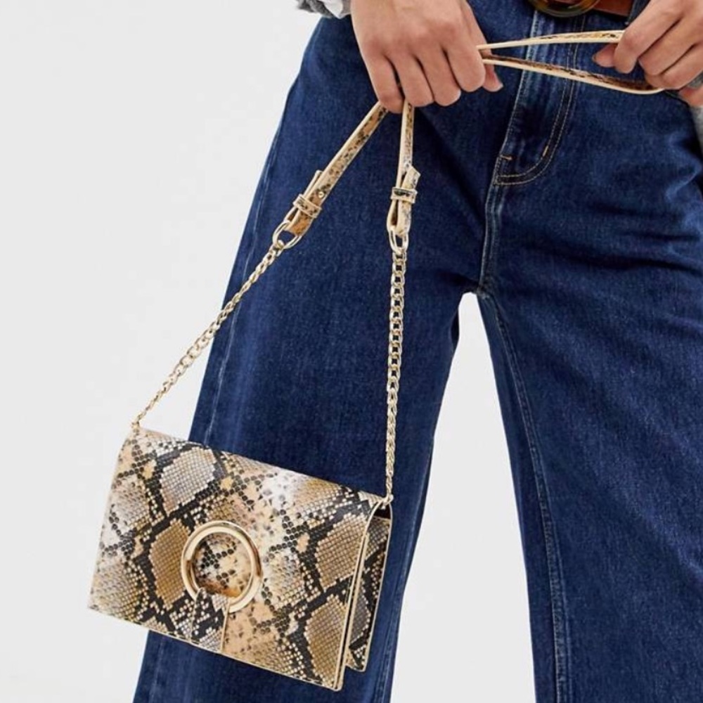 Mini faux snakeskin bag